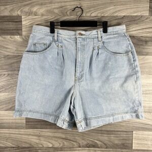 No Excuses Jean Shorts Sz 36/22 W Blue High Waisted Rigid Denim‎ Mom Vintage 90s